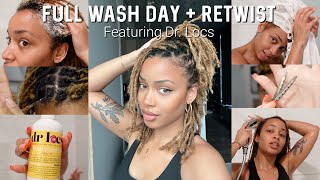 Full Loc Wash Day and Retwist + Curly Locs Chat | Dr. Locs Product Review (with time stamps)