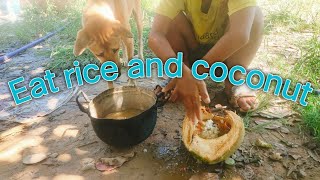 #Eat #rice #and #coconut #dog