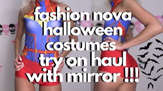 fashion nova hallowen costumes try on haul with mirror !! (nurse, superhero, fairy, werewolf & more)