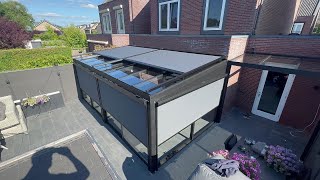 ☀️🏡 LUX-LINE Serre/Tuinkamer volledig met zonwering | Veranda ZWART RAL 9005