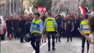 Ultras Curva sud Milano presente ad  @Oporto per la sfida di Champions League Porto - Milan