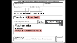 Edexcel A Level Maths - June 2023 - Pure Paper 2