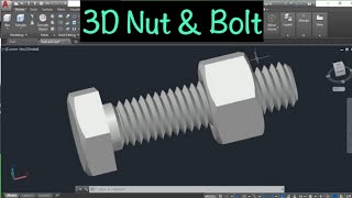 How to draw 3D Nut  Bolt in AutoCAD. 3d autocad tutorial bangla.