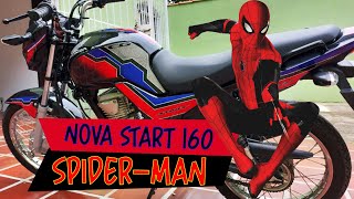 CG START 160 PERSONALIZADA!!!  FICOU SINISTRA ESTA START 2023 PRETA COM PERSONALIZAÇÃO DO SPIDER-MAN