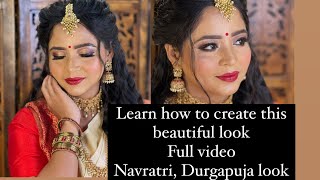 Navratri Pujo Look, Durgapuja makeup look, Bengali style makeup.#Durga puja #navratrimakeup #pujo