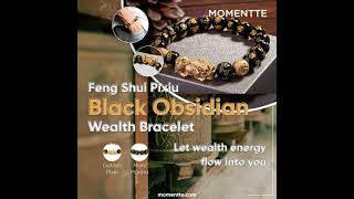 Feng Shui Pixiu Black Obsidian Wealth Bracelet | Buddha & Karma