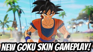 *NEW* SON GOKU SKIN + GOKU'S CHARGING UP EMOTE GAMEPLAY! - Fortnite Battle Royale