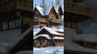 Winter Solitude: A Snow-Covered Log Cabin Retreat #snow