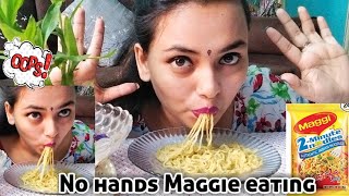 No Hands Maggie #Eating #Challenge || #Funny Challenge Eating Video || Maggie Eating Without Hands .