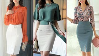 Most beautiful skirts blouses design for business girls & women 2024 outfit ideas