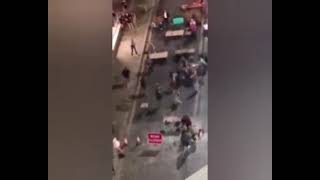 England fans fighting Italian fans outside pub in the town of Bedford in England last night