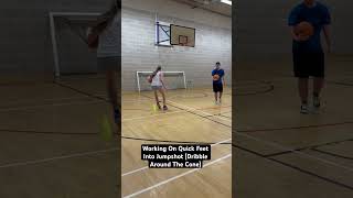 Working On Quick Feet Into Jumpshot (Dribble Around The Cone)