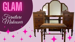 Vintage Vanity Makeover | Let's give this Old Vanity a GLAM furniture makeover✨