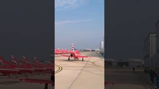 RAF Red Arrows military aircraft at Norwich Airport