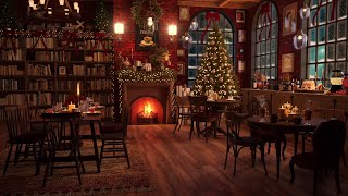 Snowfall in Cozy Coffee Shop | Smooth Jazz Music & Warm Fireplace Sounds for Peaceful Winter Nights