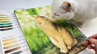 How to Paint Realistic Cat with Back Lighting in Watercolor? #art #painting  #tips #tutorial #class