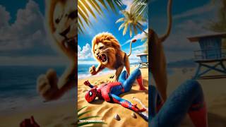 💥 Spider-Man vs Lions 😱 Epic Battle Avengers #spiderman #animals #shorts