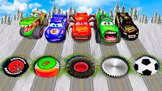 Mega pits with Zombie McQueen and Friends Vs Big & Small Lightning McQueen! BeamNG.Drive Battle!