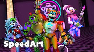 [FNAF C4D SPEED ART] FNAF Security Breach Glamrock Animatronics