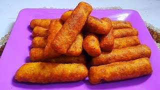 أصابع البطاطس المقرمشة بحشوة الجبنة بدون بيض ولا زبدة وبمقادير سهلة وبسيطة  Crispy Potato Fingers