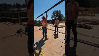 Challenge fun Overhead press steel bars on Masonry  job site #blocklaying#mason