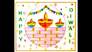 Diwali Drawing / Diwali Drawing Easy / Happy Diwali Drawing / Diwali Festival Drawing /Diwali Poster