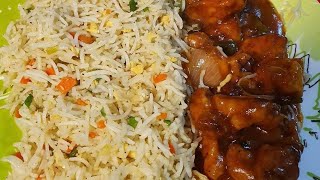 Chicken Manchurian  with fried rice ( baher jaisa khana gher main)