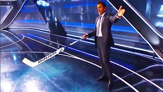 Henrik Lundqvist Breaks Screen with Puck in NHL on TNT Studio Set