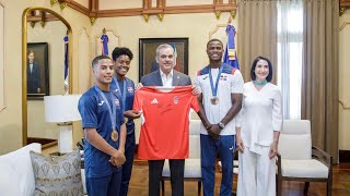 Llegada héroes olímpicos Marileidy Paulino, Yúnior Alcántara y Cristian Pinales. al palacio nacional