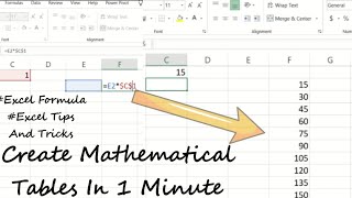 Excel Mathematical Tables Formulas | Excel Tips And Tricks | Excel Shortcut Keys | Excel Formulas.