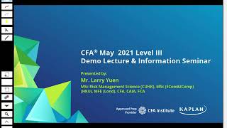 CFA 2021 Level III - Institutional Investors - Larry Yuen - MSc, MFE, CFA, CAIA, FCA