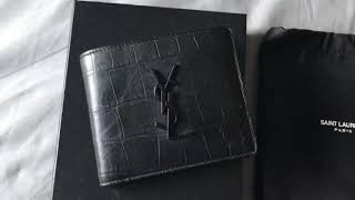 Review of Saint Laurent East West Monogram Crocodile Embossed Wallet