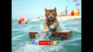 "The cat is on the plane, at sea, and at home, the adventurous cat."