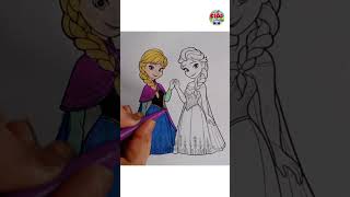 Drawing and Coloring Elsa and Anna from Frozen  Drawings for Kids