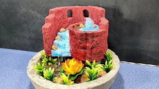 Beautiful fort style waterfall fountain water fountain making at home