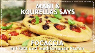 Focaccia mit mediterranen Pasten und Feta