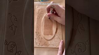 Hand carving a LEATHER book cover |DIY Bookbinding| #bookbinding #leatherbook #shorts