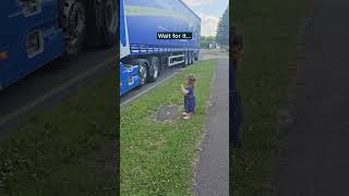 Watch to see why a semi-truck made a toddler jump for joy | Humankind #shorts #goodnews