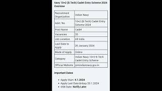 Indian Navy 10+2 B.Tech Online Form 2024