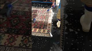 Hand scrubbing this very delicate rug #rugcleaning #rugwash #satisfyingclean #rugworx #arizona