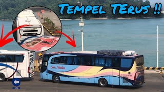 Tempel Teruss..!!! Po.AJM Tulungagung & Po .sari Mustika Naik Kapal di Pelabuhan Merak