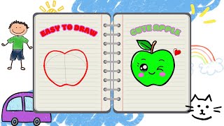 [Draw with me] Easy cute apple drawing