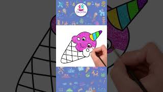 Impariamo a disegnare un gelato all'unicorno #shorts #kidsdrawing #chikiartitalian