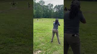 Top Female Instructor Nails Rotating Texas Star Target! 🎯 #ShootingSkills #WomenInShooting #pewpew