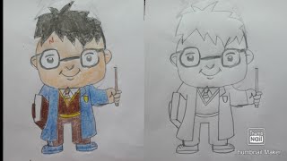 drawing cartoon version of Harry potter