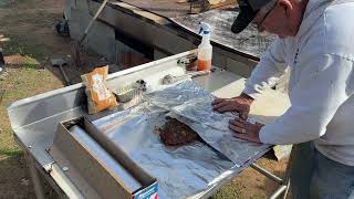 32 racks of ribs on the smoker