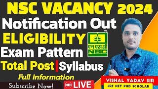 NSC!New Vacancy Released!Eligibility!Exam Pattern!Selection Procedure!Agriculture New Vacancy!