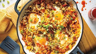 Cheesy Egg Skillet with Bacon and Hash Browns