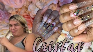 uñas trasparentes xxl con crystales