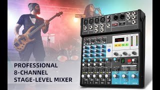 Depusheng MX8 Professional Audio Mixer Sound Board Console 8-Channel DJ Controller Sound Mixer